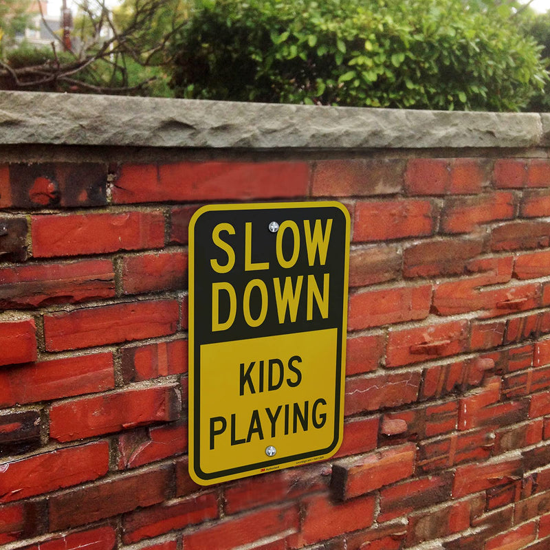 SmartSign "Slow Down - Kids Playing" Sign | 12" x 18" 3M Engineer Grade Reflective Aluminum 12" x 18"