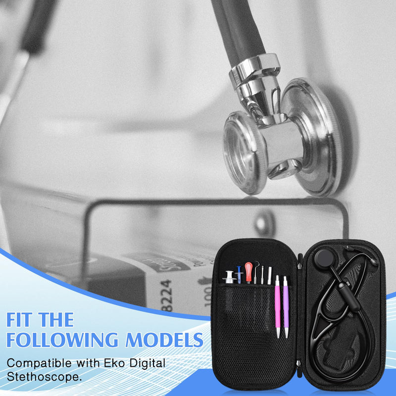 [Australia - AusPower] - 1 Pack Digital Stethoscope Case with Printed Pattern 13.19 x 7.48 x 1.77 Inches Large Travel Carrying Case Storage Bag Compatible with Digital or Cardiology Stethoscope 