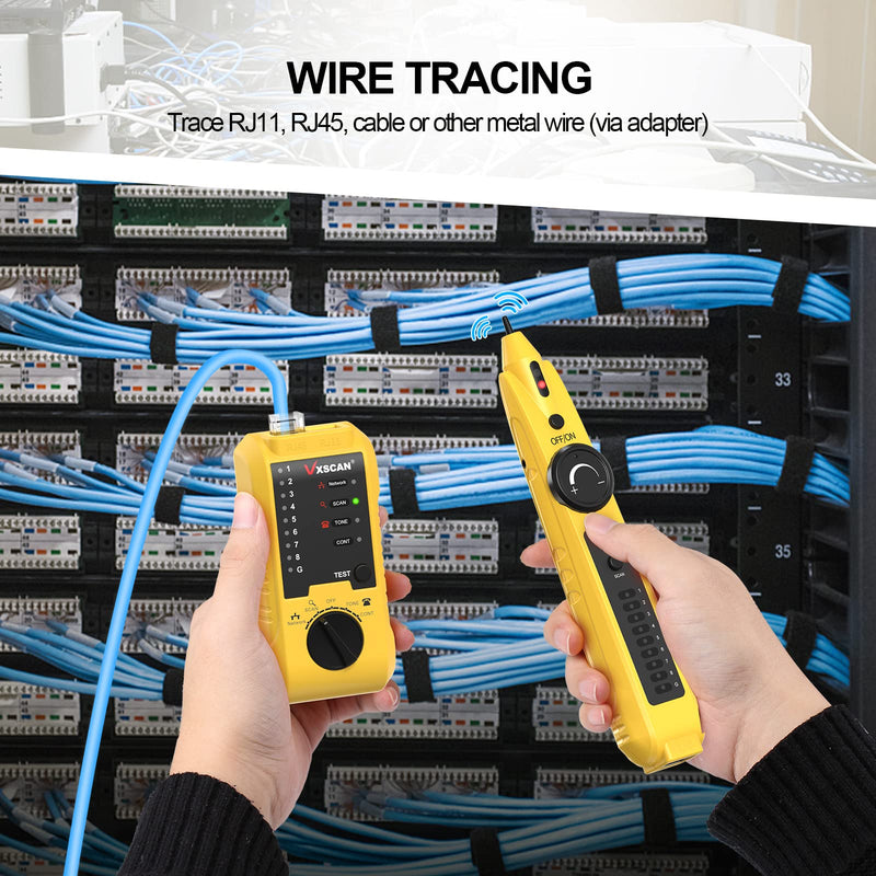 [Australia - AusPower] - Network Cable Tester, VXSCAN Cable Tester Line Finder Wire Tracer for Cat5 Cat6 Test, Ethernet/Telephone Cable with Earphone for RJ11 RJ45 Continuity Checking, LAN Network Cable Collation 