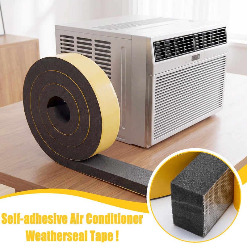 3 Inch x 2-1/4 Inch x 6.5 ft Air Conditioner Weatherproof Seal Tape Thick Wide Self-Adhesive Air Conditioner Foam Tape Seal Strip for Door Window, Black 1 3 Inch x 2-1/4 Inch x 6.5 ft