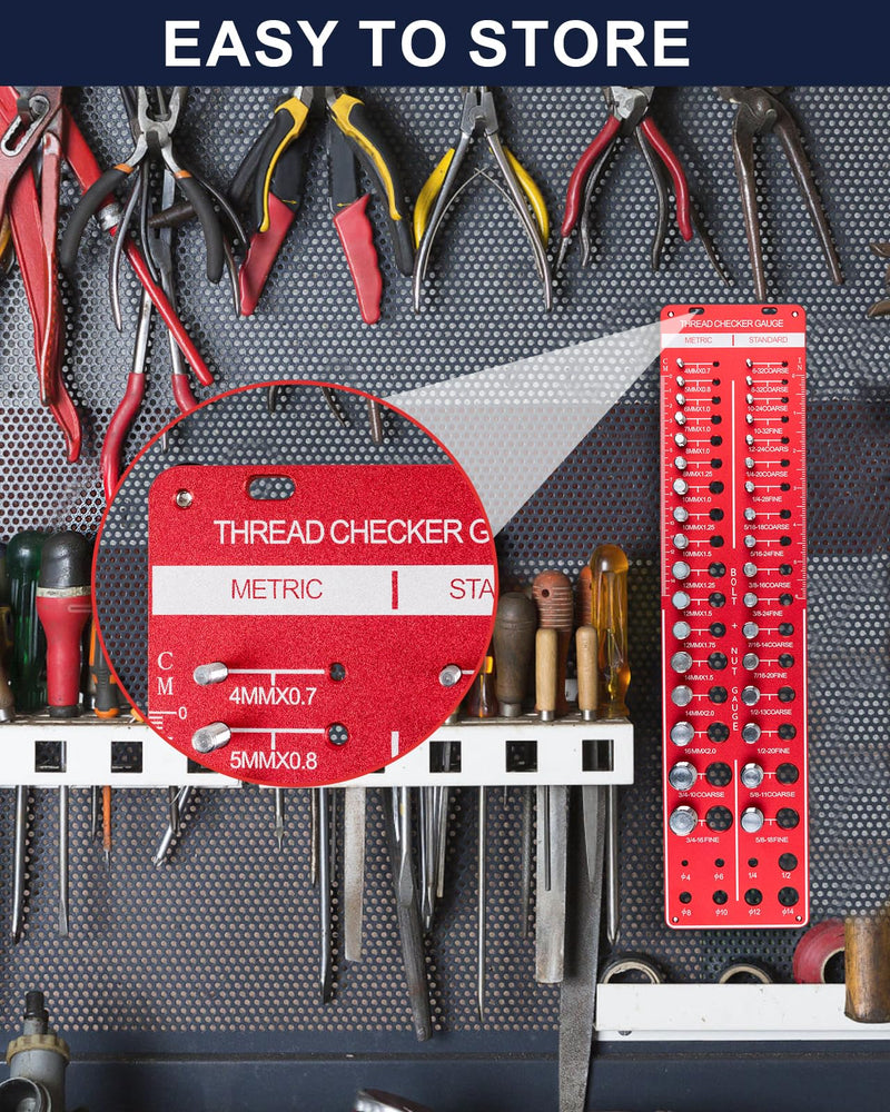 Clatoon Thread Checker, 42 Nut and Bolt Thread Checker, Thread Gauge Solid Bolts with 19 Standard and 15 Metric, identibolt 8 Drill Bit Gauge, Heavy-Duty Bolt and Nut Identifier Gauge