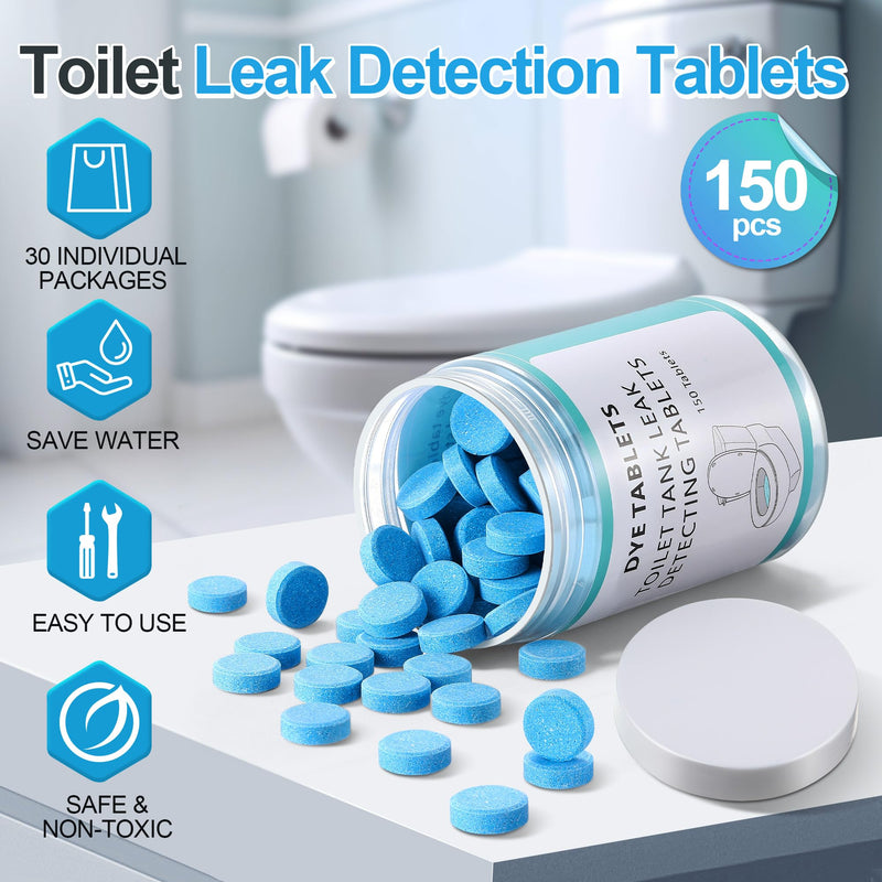 Demissle 150 Pcs Toilet Leak Detection Tablets, Blue Dye Tablets with Storage Bottle, Detect Silent Tank Leaks, Water Tracer Dye for Bathroom Toilets Detection
