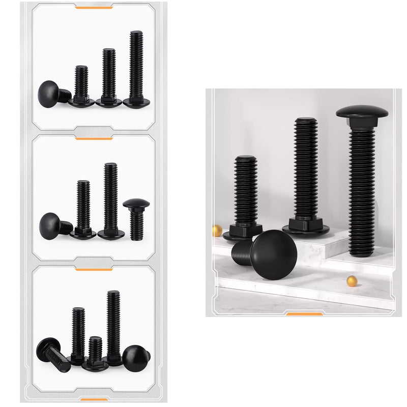 [Australia - AusPower] - 20 Sets Carriage Bolts Screws, (1/4-20 x 2) Round Head, Square Neck, with (Hex Nuts & Flat Washers), 304 Stainless Steel, Galvanizing (Black) (1/4-20 x 2") 