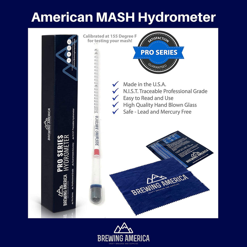 [Australia - AusPower] - Brewing America USA-Made Beer Mashing Hydrometer Calibrated at 155 Degrees Fahrenheit - Specific Gravity Pro Series Brewing Triple Scale - Brew Better All Grain Beer 