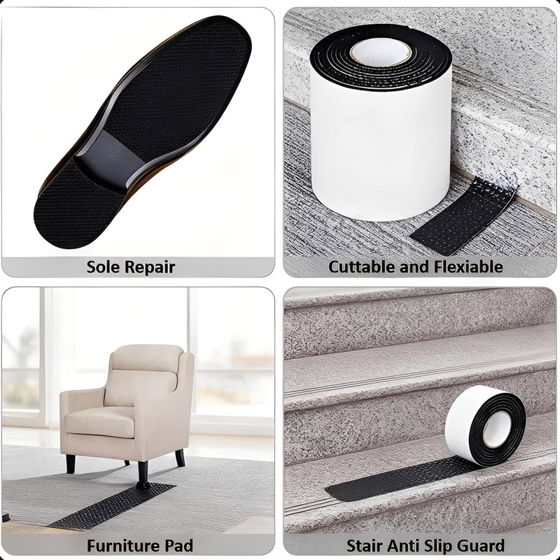 2 Roll Anti Slip Traction Tape, Grip Tape for Shoes, 10 * 100cm+5 * 100cm, Friction Abrasive Adhesive for Stairs/Furniture/Indoor/Outdoor, Sole Repair Guard Tape for All Shoes Heels Noise Reduction