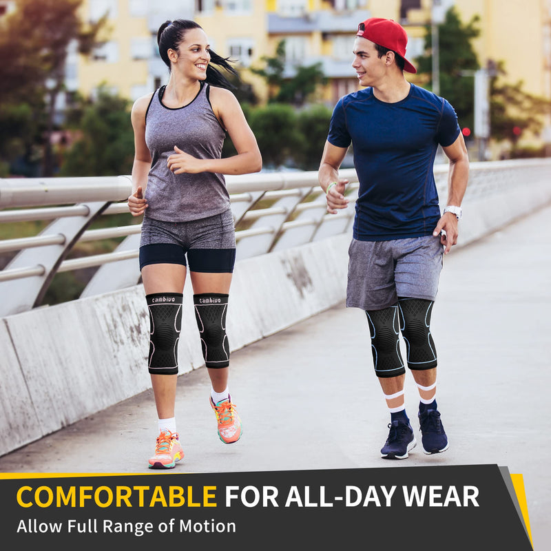 [Australia - AusPower] - CAMBIVO 2 Pack Knee Braces for Knee Pain, Knee Compression Sleeve for Men and Women, Knee Support for Meniscus Tear, Running, Weightlifting, Workout, ACL, Arthritis, Joint Pain Relief (Black,Medium) Medium Black 
