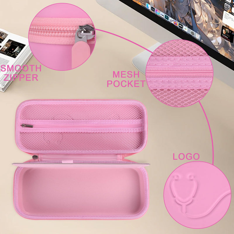 [Australia - AusPower] - Stethoscope Case for 3M Littmann Classic III, Lightweight II S.E, MDF Acoustica Stethoscope, Medical Assistant Essentials Hard case with Divider Interlayer for Nurse Accessories (Pink) PINK 