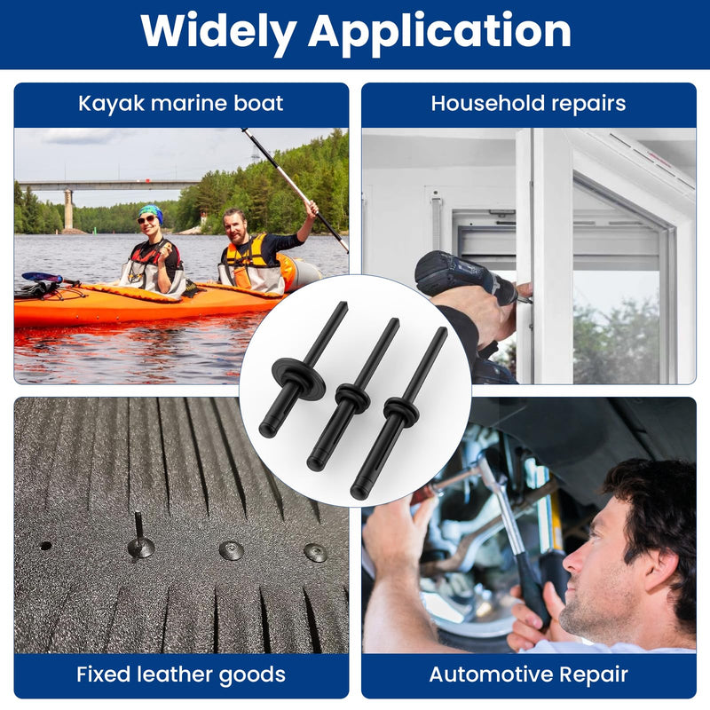 [Australia - AusPower] - 60Pcs Tri-Fold Rivets, Tri Grip Aluminum Pop Blind Rivets with Waterproof O Rings for Industries Automobiles Kayak Sailboat & Furniture 3 Sizes (3/16'' x 5/8'', 3/16'' x 4/5'', 3/16" x 1") 