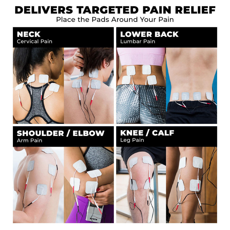[Australia - AusPower] - TENS 7000 Rechargeable Tens Unit Muscle Stimulator, EMS Muscle Stimulator, Back Pain Relief, 4 Electrodes/Unit Pads, Period Pain Simulator, Muscle Recovery & Growth, Stim Machine, Electrotherapy 