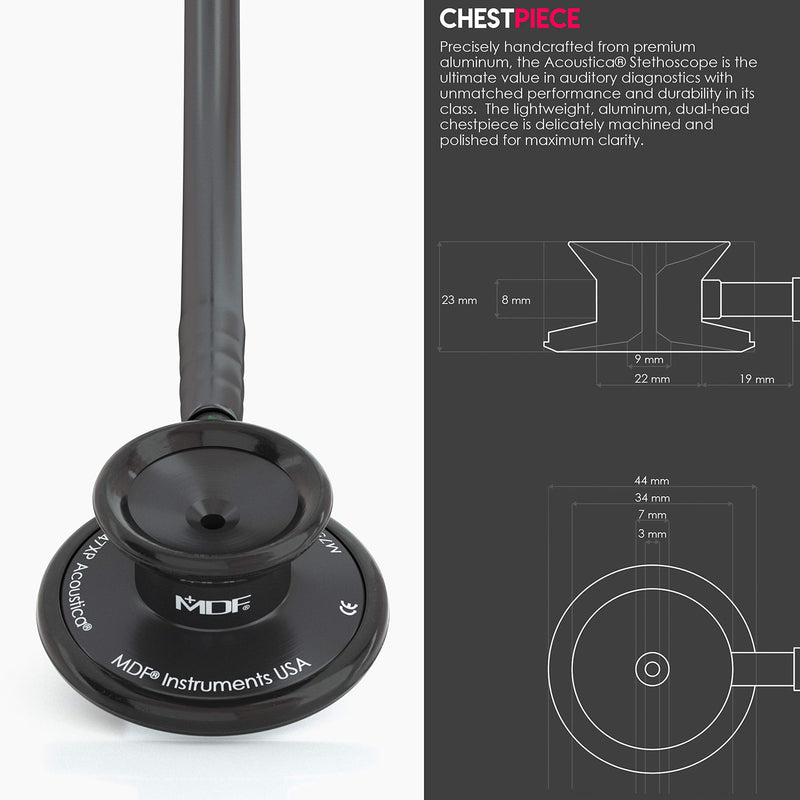 [Australia - AusPower] - MDF Instruments Acoustica Lightweight Stethoscope for Doctors, Nurses, Students, Black + MDF LUMiNiX Illuminator Medical Professional Diagnostic Penlight 