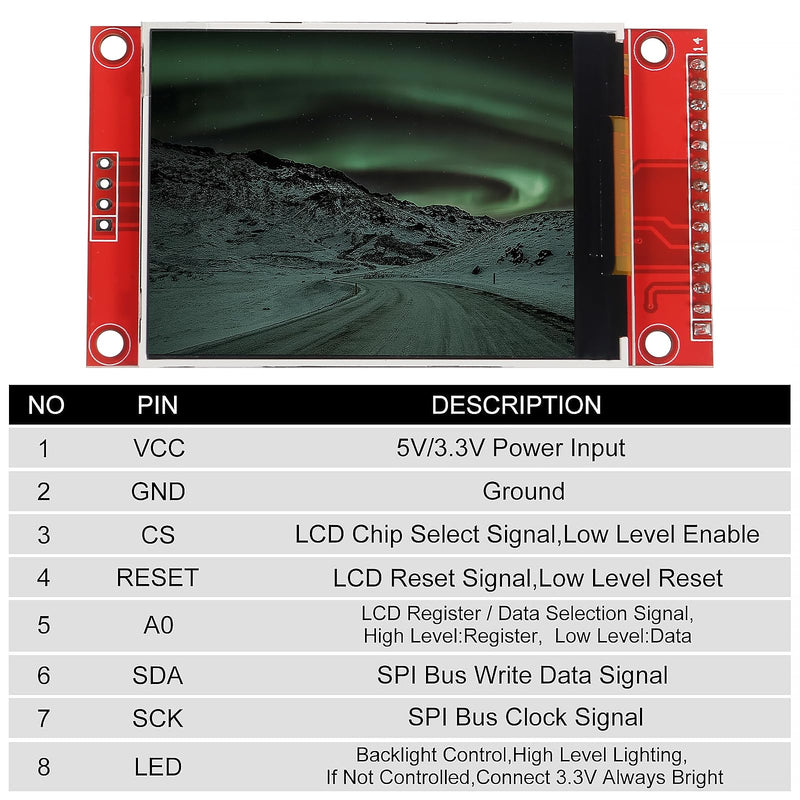 [Australia - AusPower] - 2pcs 2.4" SPI TFT LCD Display Screen Module ST7735 240×320 TFT LCD Screen Shield 3.3V RGB 65K for Arduino 