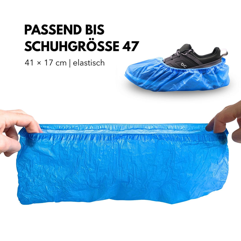 ADEBO Waterproof Shoe Covers, Pack of 100, CPE Overshoes 3 g, Non-Slip, Tear-Resistant, Universal Fit, Disposable, for Household and Commercial Use Blue standard