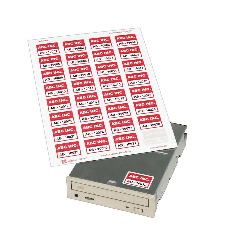Avery ID Labels, Sure Feed Technology, Permanent Adhesive, 1.25" x 1.75", 480 Labels (6570) 1-1/4" x 1-3/4"