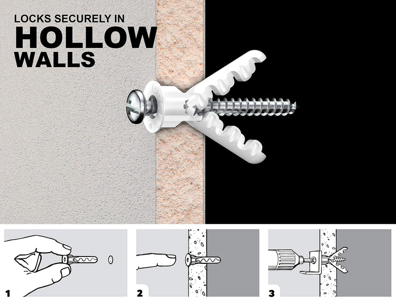 [Australia - AusPower] - TOGGLER ALLIGATOR AF8 Flanged Anchor, Polypropylene, Made in US, For #8 to #14 Fastener Sizes (Pack of 100) 