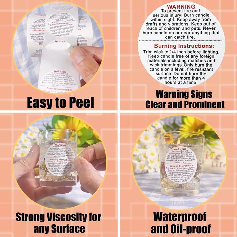 3000 Pcs Candle Warning Labels 1.5 Inch Candle Jar Container Safety Labels Warning Sticker for Candle Jars, DIY Candle Making Supplies 3000