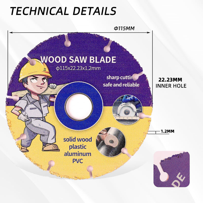 [Australia - AusPower] - 2 Pieces Saw Blade for Angle Grinder Cutting Disc Wood Flex Disc 115 mm Angle Grinder Multi Wheel Cutting Disc Carbide Flex Disc for Wood, Plywood, Rubber, Plastics, for Woodworking 