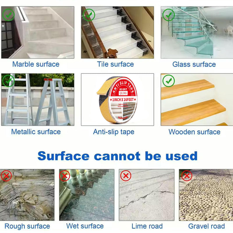 [Australia - AusPower] - QILIMA Anti Slip Grip Tape, 1 Inch x 16.5 Feet, Yellow, Waterproof, Non Skid Tape for Stairs, Skateboards, Concrete, Metal, Plastic, Tile, Laminate, Carpet 