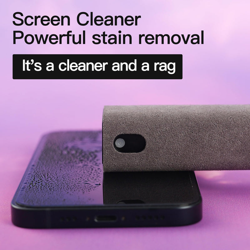 [Australia - AusPower] - Touchscreen Screen Cleaner Kit 2 Pcs, Phone, Tablet and Car Screen Cleaner, Two in One Spray and Microfiber Cloth(Grey&Pink) 2 Pcs(Pink+Grey) 