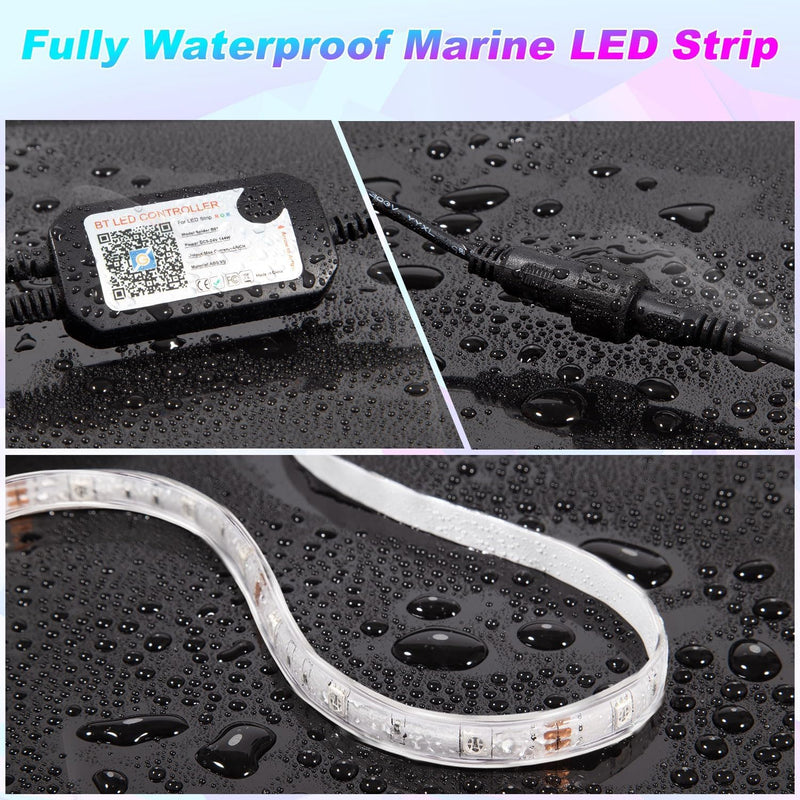 Boat Led Light 33FT, 12V RGB Waterproof Pontoon Boat Lights Exterior | IP67 Upgraded Marine Boat Interior Lighting with App for Pontoon, Deck, Bass , RV, Fishing Kayak
