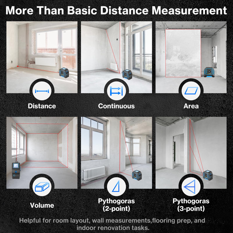 2-in-1 Laser Tape Measure, 130 Ft Laser Distance Meter and 16 Ft Self-Locking Measuring Tape, USB-C Rechargeable Digital Measuring Tape Laser Tape Measure 130ft/40m