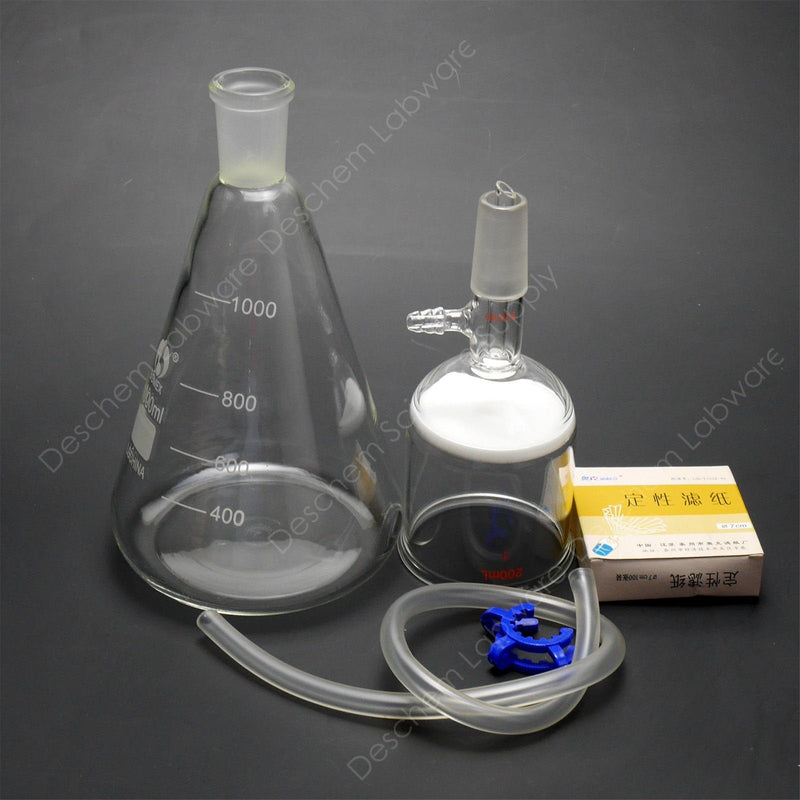 1000ml,Suction Filtration Device,200ml Buchner Funnel,1L Erlenmeyer Flask,70mm Filter Paper