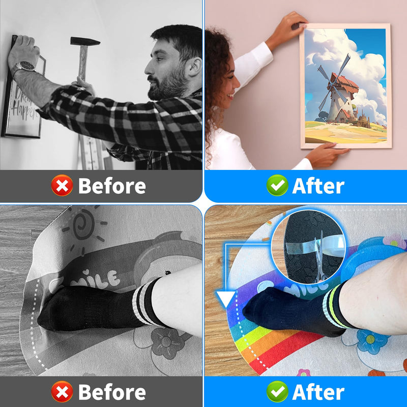 Razor Blade Scraper Tool &Double Sided Tape Heavy Duty Nano Two Side Tape Adhesive Tape, Mounting Tape Picture Hanging Strips, Removable Carpet Tape Wall Tape Sticky Posters Tape Decor