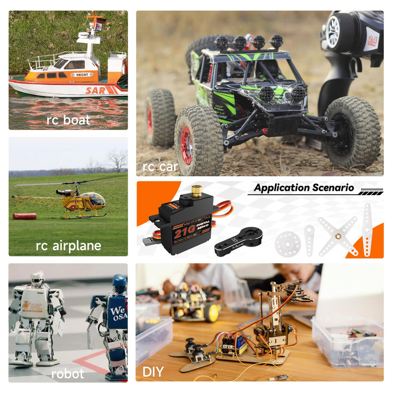 [Australia - AusPower] - Miuzei 21G Micro Servo Motor Metal Geared Mini Digital Servo Kit with 25T Horn for 1/14 1/16 RC Car Robot Helicopte (4) 4 