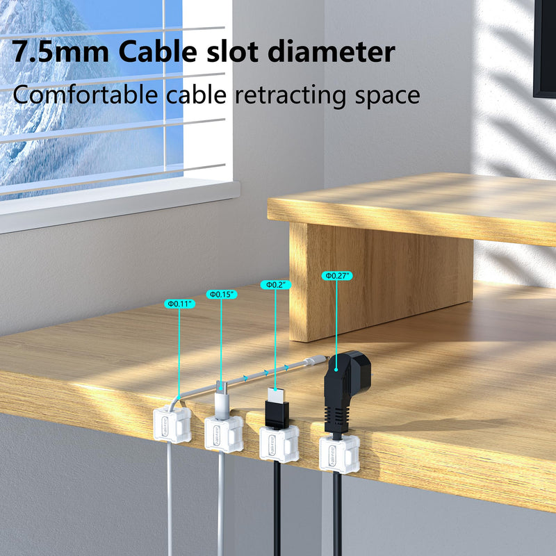 [Australia - AusPower] - Kailfee 6 Pack Magnetic Cable Clips [Cable Smooth Adjustable] Cord Holder, Under Desk Cable Management, Adhesive Wire Holder Keeper Organizer for Home Office Desk Car Wall Desktop Nightstand -White White 