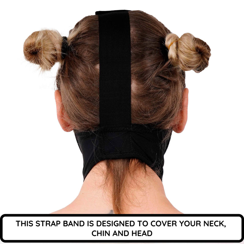 [Australia - AusPower] - Post Surgery Neck and Chin Compression Garment Wrap Bandage for Women, Face Slimmer Black Medium (Pack of 1) 