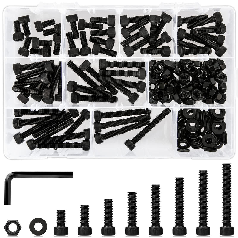 [Australia - AusPower] - Metric Bolt Assortment M2 M3 M4 M6 Screws Nuts and Washers Hex Socket Head Cap Machine Screws, Bolts and Nuts Kit 