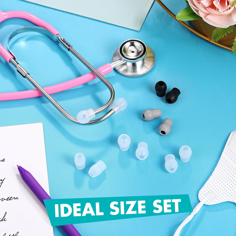 [Australia - AusPower] - TrelaCo 10 Set 3 Sizes S/M/L Soft Ear Tip Pieces Earbud Replacement Parts Stethoscope Ear Pieces with 8 Pairs Stethoscope Ear Tip 2 Pairs Gray Ear Bud Cover Compatible with 5mm and 6mm Stethoscopes 