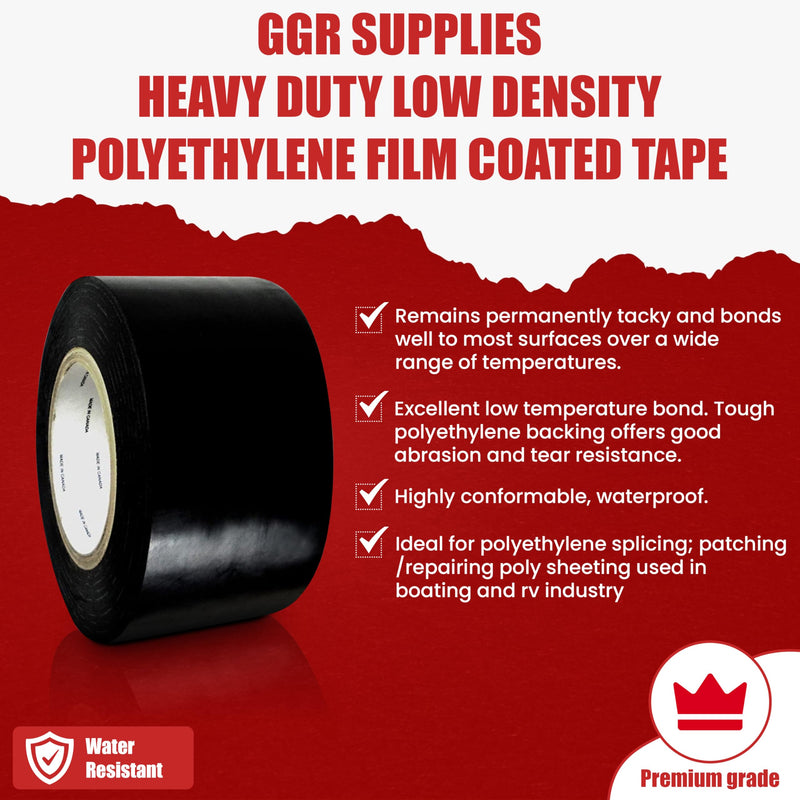 GGR Supplies T.R.U. LDPE Heavy-Duty Greenhouse Polyethylene Repair Weatherseal Film Tape. Long Term UV Exposure Ideal for Sealing and Seaming. (Clear, 2" X 36 Yards) Clear