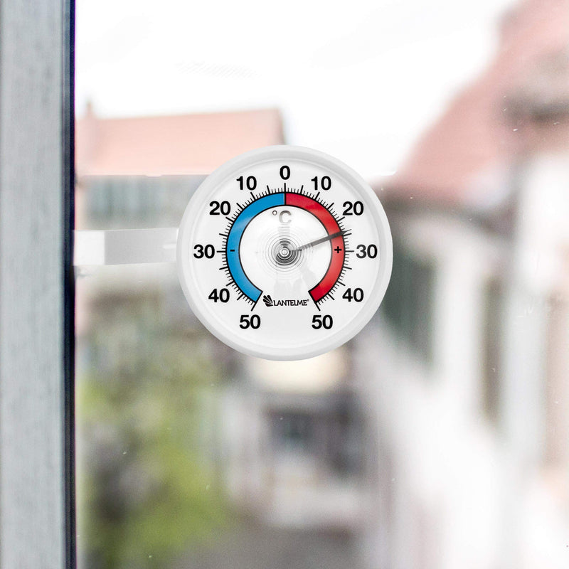 [Australia - AusPower] - Lantelme Set of 2 Window Thermometer Set Self-Adhesive Outside on Window Pane or Frame, Temperature + - 50°C, Analogue Bimetal Thermometer for Garden and Windows, Made in Germany in White 