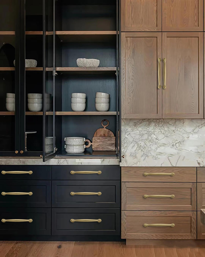 Solid Heavy-Duty 10 Pack 3 Inch Hole Center Brushed Brass Cabinet pulls is Suitable for Kitchens cabinets vanities Bathroom cabinets