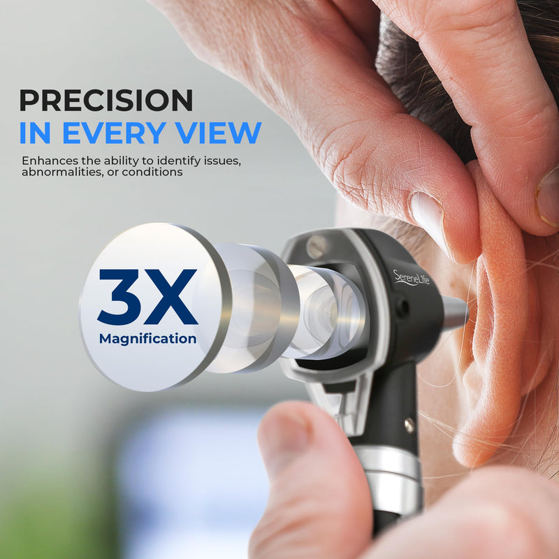[Australia - AusPower] - SereneLife Fiber Optic Otoscope/Auriscope | Home Ear Inspection Tool DIY, 3X Magnification, Bright LED, Includes Reusable Ear Tips, Travel Case, Battery Operated | For All Ages & Pets 