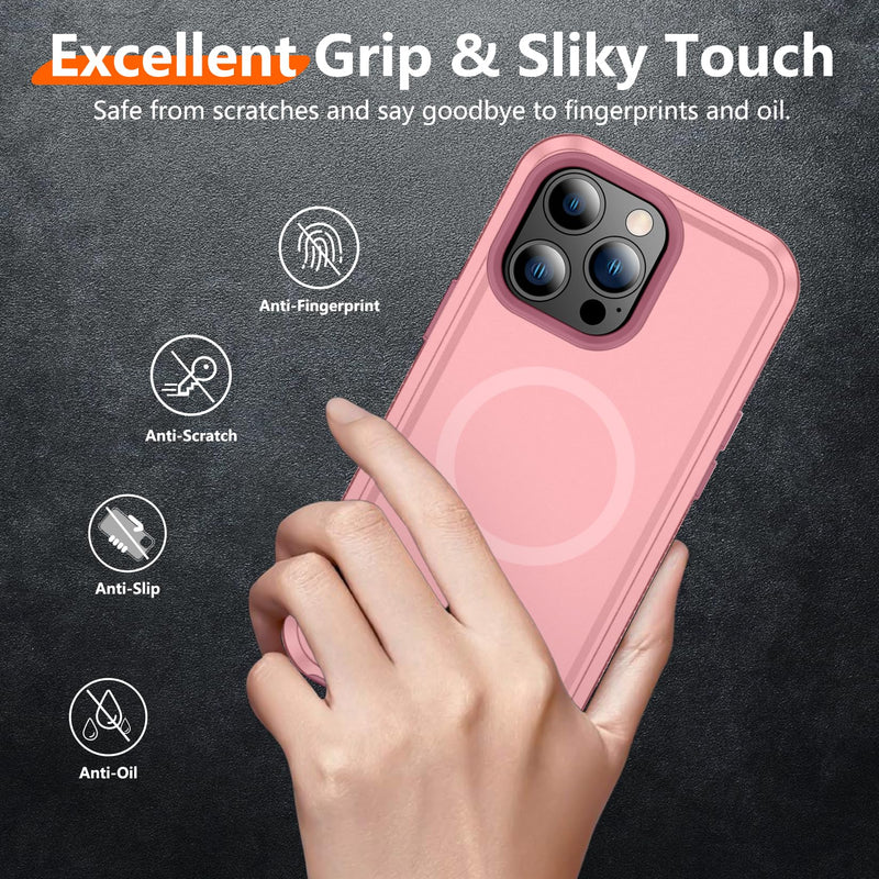 [Australia - AusPower] - Red2Fire Strong Magnetic for iPhone 12 Pro Max Case, [Compatible with MagSafe] [Tempered Glass Screen Protector + Camera Lens Protector] Heavy Duty Shockproof Protective Phone Case Cover (Pink) Pink-Mag 