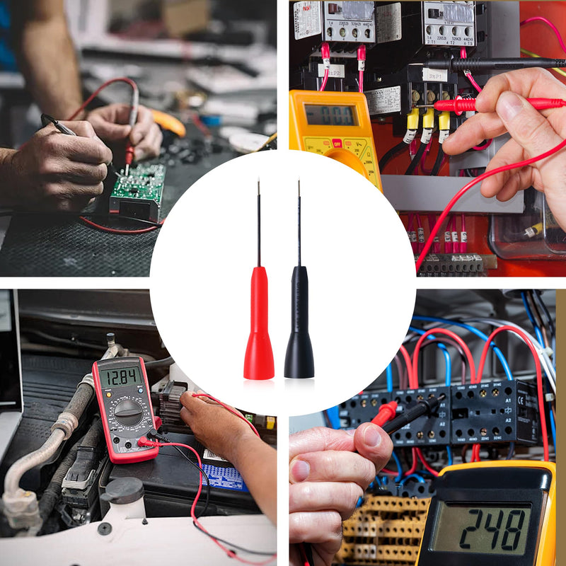 [Australia - AusPower] - 4 Pack 2mm Extended Needle Test Probes, 600V/10A Non-Destructive Multimeter Test Probe Insulation Wire Piercing Needles for Leads tl71 tl75 
