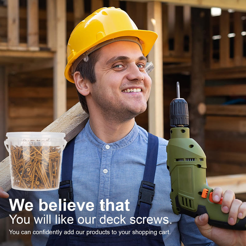 [Australia - AusPower] - Wood Screws #10 x 5’’, T25 Star Torx Drive Flat Head Deck Screws, Tan, 42Pcs (1lb) 10x5'' 1 