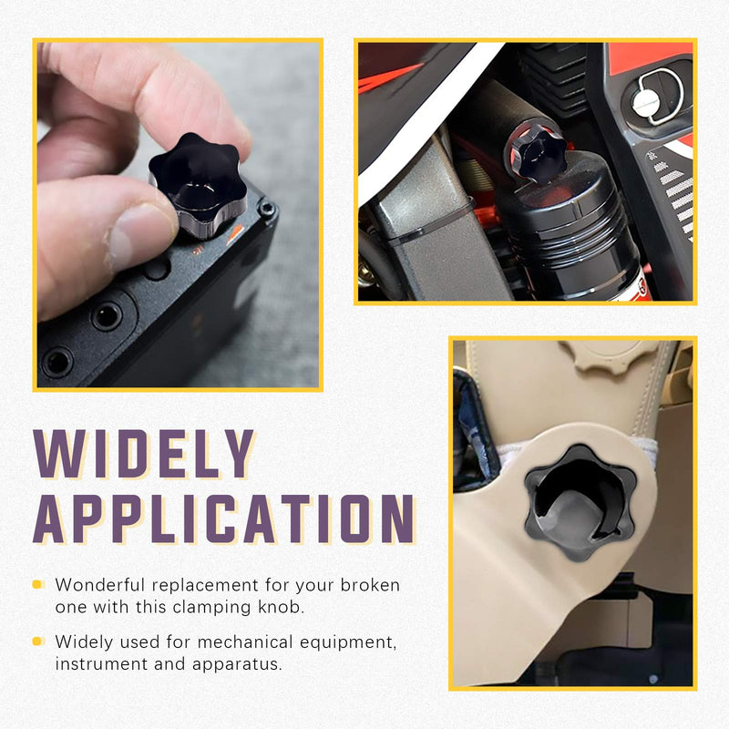 [Australia - AusPower] - Swpeet 15Pcs M10 7 Star Knob Female Thread Nut Clamping Knob Grip Assortment Kit, Star Shape Hand Knobs Black Plastic Screw-On Handle Clamping Knob for Mechanical Equipment (M10) 