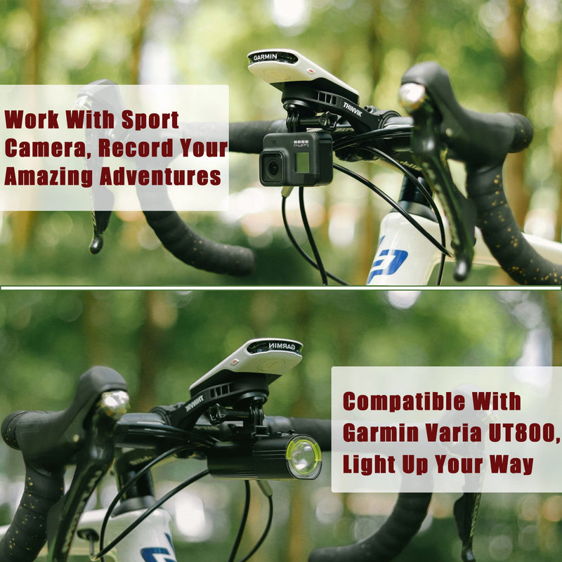 [Australia - AusPower] - Thinvik Bike Computer Mount for Garmin Edge 1040 1030 840 830 540 530 130 Compatible with 25.4 31.8 35mm Handlebars Comes with Quick Release Gopro Mount Adapter and Light Holder 
