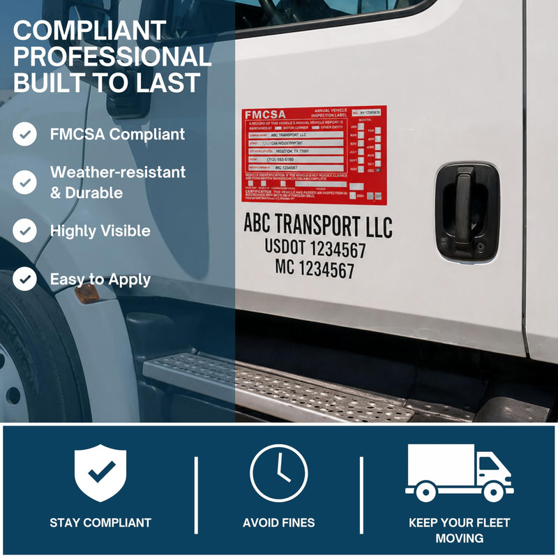 20-Pack DOT Compliant Aluminum Annual Vehicle Inspection Labels with Punch Boxes – Red FMCSA Inspection Stickers, Durable DOT Inspection Stickers (6” x 3.5”) 20-PACK