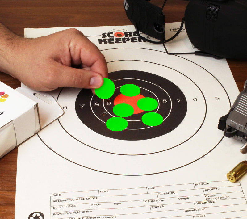 ChromaLabel 1 Inch Permanent Round Target Pasters for Shooting and Marksmanship, 1000 Labels per Dispenser Box, Fluorescent Green