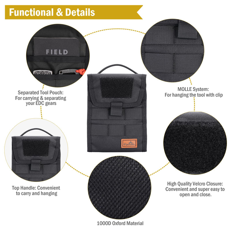 VIPERADE VE12 Folding EDC Organizer Pouch, Molle Tool Bag, Trifold Tool Pouch, Utility EDC Pocket Organizer for Outdoor and Daily Used Black