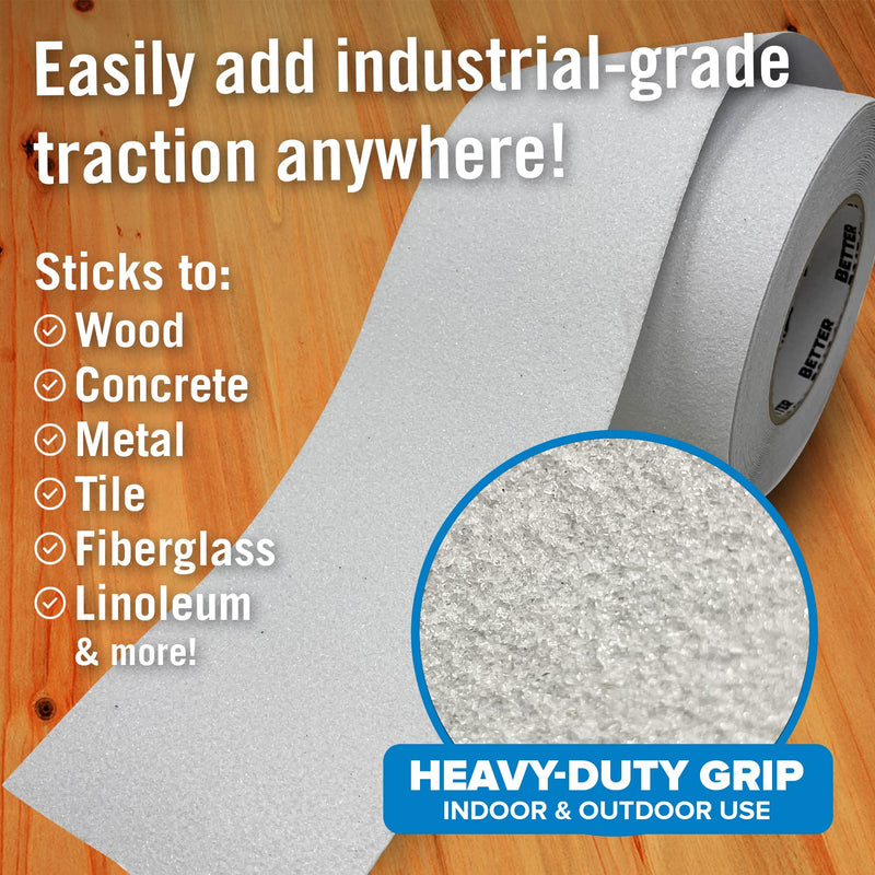 Better Boat Anti Slip Tape for Outdoor Stair Treads, Non-Skid Grip for Stairs and Steps, 4" x 40ft Roll, White Waterproof Traction, Weather-Resistant Friction Floor Tread for Dogs and Steps