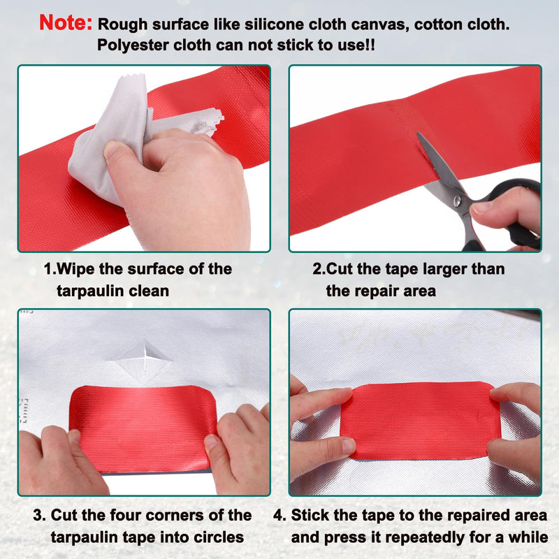 PATIKIL Awning Repair Tape 8" x 26ft Waterproof Canvas Tape High Adhesive Tear Repair Patch Kit for PVC Tarpaulin Tent Awning Fabric RV Sail Boat Cover, Red