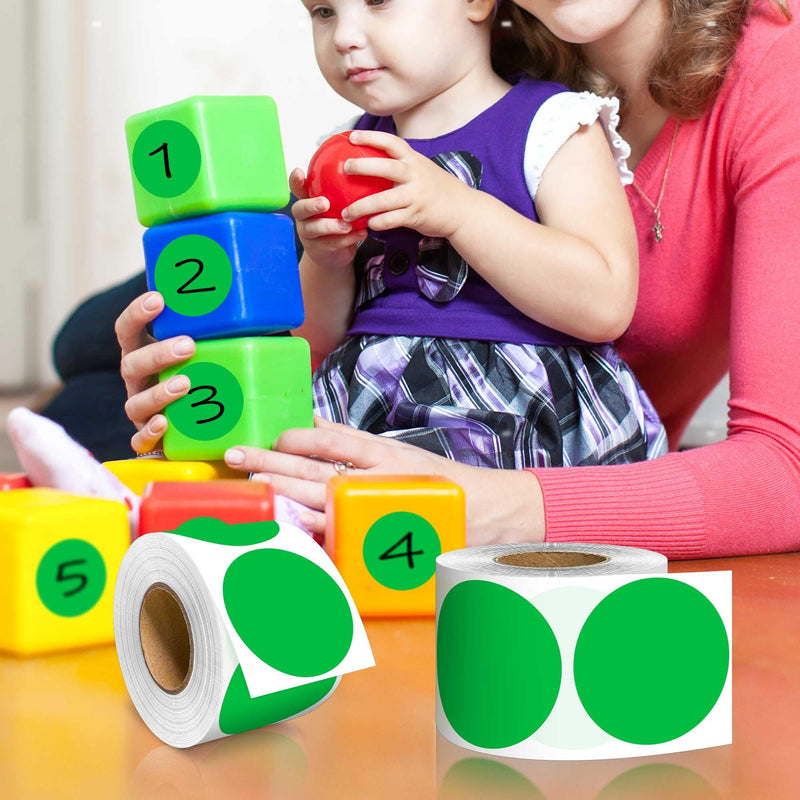 PARLAIM 2 inch Round Color-Code Dot Sticker Labels, 4 Rolls 2000 Adhesive Label Pack in Dispenser Box, Green 4 Rolls-2000PCS