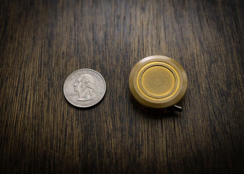 TEC Accessories Ti-Tape Retractable Mini Tape Measure - Imperial and Metric, 3 Foot User-Replaceable Small Measuring Tape - EDC, Pocket Size Keychain Clip (Brass Matte Finish) Brass Matte Finish