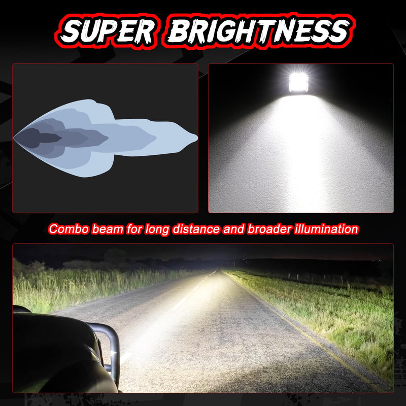 LED Cube Light Pod 3 Inch 110W CREE Off Road Driving Reverse Light Bar Spot Flood Combo Square LED Pods Ditch Lights Backup Work Lights for Offroad Truck SUV ATV UTV Marine Driving Beam