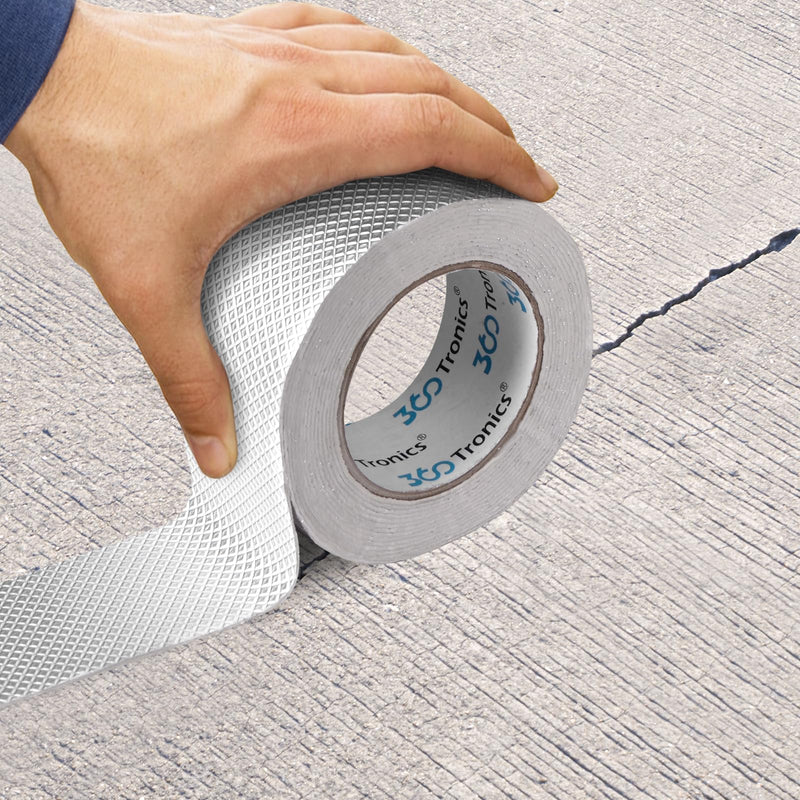 Waterproof Butyl Sealing Tape, Strong Adhesive Aluminum Foil Metal Roof Repair Tape for RV Roof Sealing, Flashing Seams, Gutters, Skylight and Vent Pipes Waterproofing, 2" x 16ft 2 in x 16 ft (W x L)