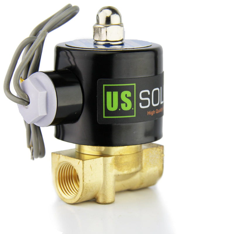 U.S. Solid 3/8" Brass Electric Solenoid Valve - 12V DC, VITON Gasket, Direct Acting, Normally Closed for Air, Gas, Fuel Applications 3/8 Inch